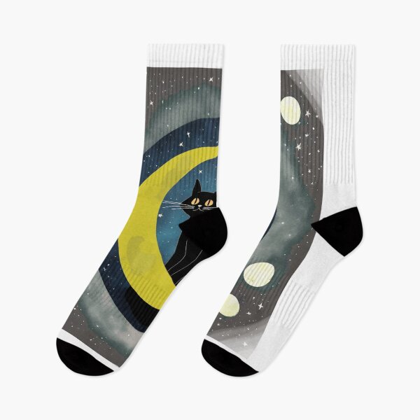 Item preview, A black cat admiring the scenery on the moon designed and sold by K-Kwan.