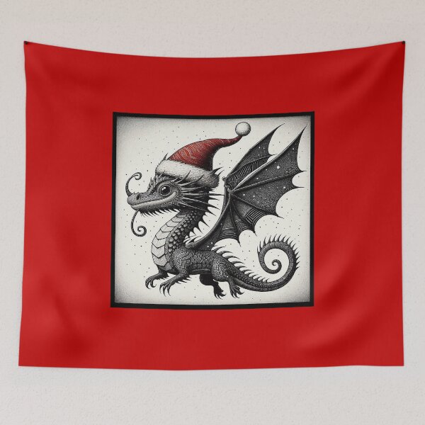 Item preview, Dragon in Santa Hat designed and sold by PickledjoArt.