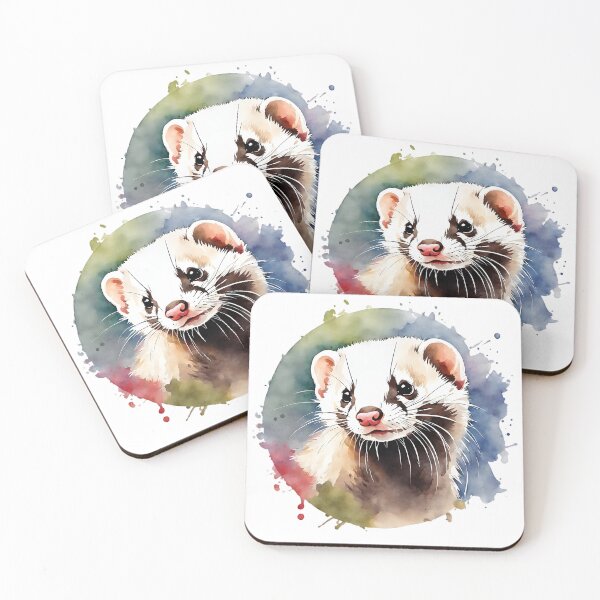Item preview, Ferret Watercolor Circle Style Art designed and sold by LDJBlank.