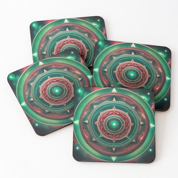 Item preview, Galactic Tranquility Mandala Red and Green Art designed and sold by SpiritualManda.