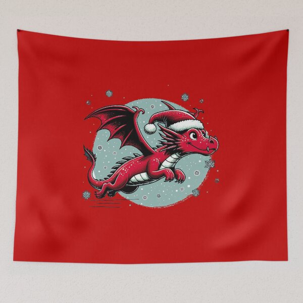 Item preview, Flying Dragon in Santa Hat designed and sold by PickledjoArt.