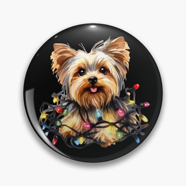 Item preview, Cute Yorkie puppy tangled up in Christmas lights. designed and sold by shirtsmugslife.