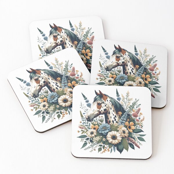 Item preview, Appaloosa horse in cottagecore style with flowers designed and sold by DesignMT.