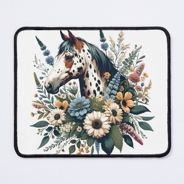 Item preview, Appaloosa horse in cottagecore style with flowers designed and sold by DesignMT.
