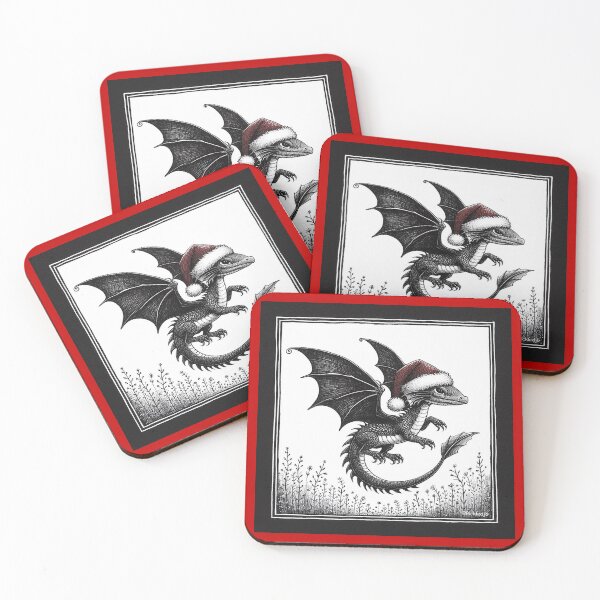 Item preview, Illustration of a Dragon in Santa Hat designed and sold by PickledjoArt.