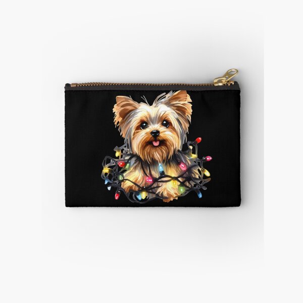 Item preview, Cute Yorkie puppy tangled up in Christmas lights. designed and sold by shirtsmugslife.