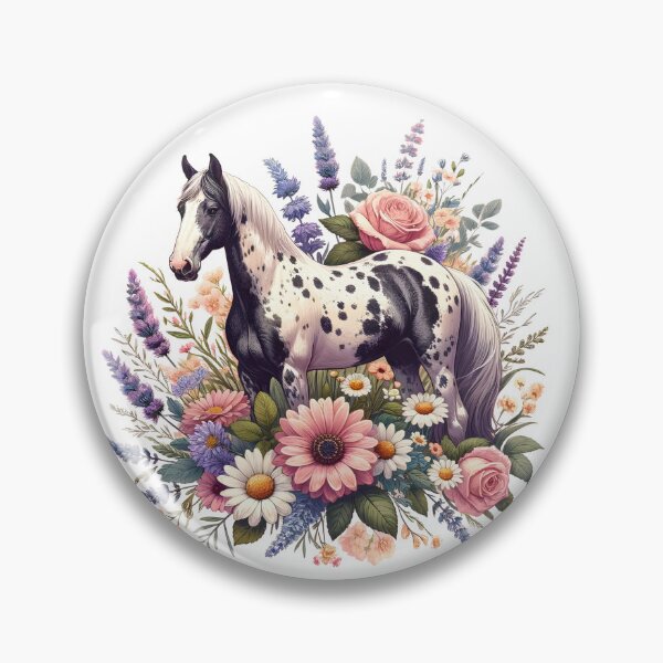 Artikelvorschau, Appaloosa Pferd im Cottagecore Stil mit Blumen entworfen und verkauft von DesignMT.