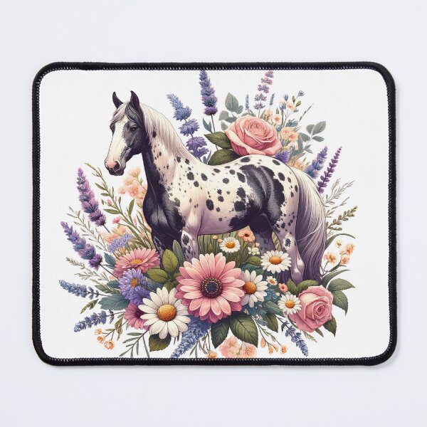 Item preview, Appaloosa horse in cottagecore style with flowers designed and sold by DesignMT.