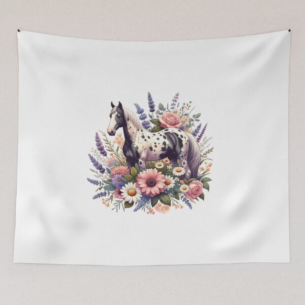 Item preview, Appaloosa horse in cottagecore style with flowers designed and sold by DesignMT.