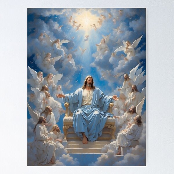Item preview, Angel Jesus Christ in Heaven, Christian Art for Gifts - Jesus designed and sold by HeavenArtStudio.