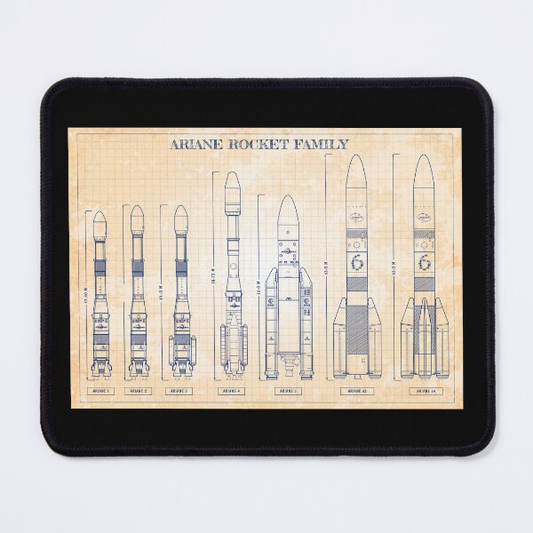 Item preview, Ariane Rocket Family (Old Blue Grid Blueprint) designed and sold by BGALAXY.