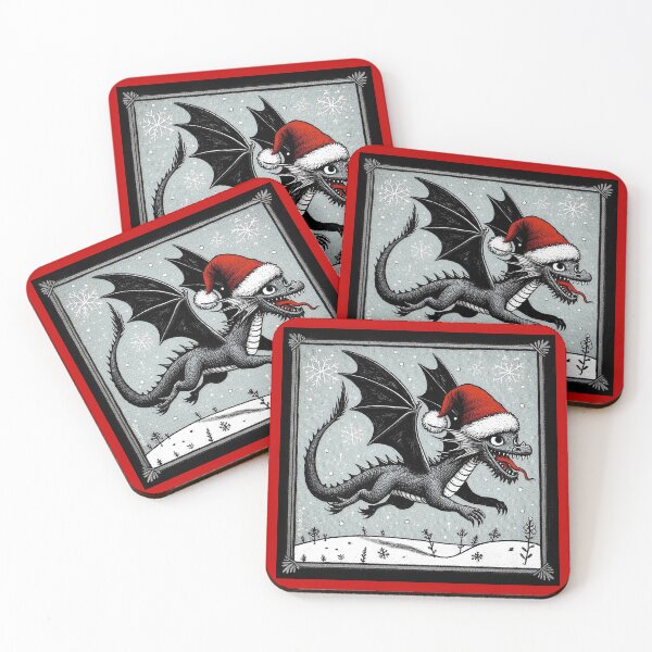 Item preview, Illustration of a happy Dragon in Santa Hat designed and sold by PickledjoArt.