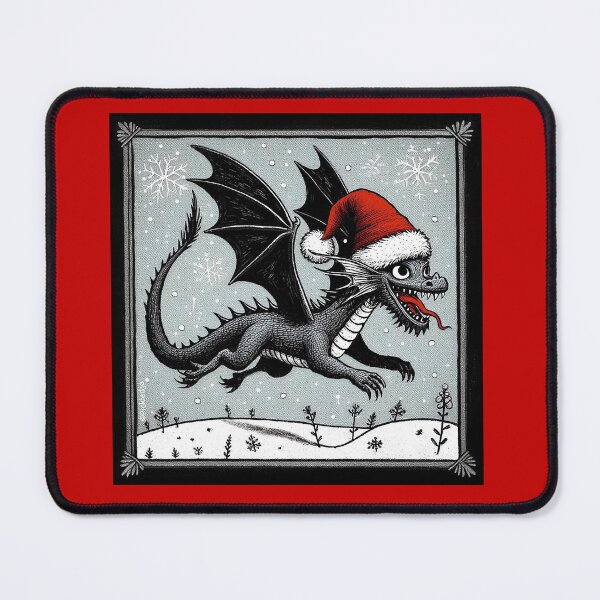 Item preview, Illustration of a happy Dragon in Santa Hat designed and sold by PickledjoArt.