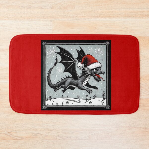 Item preview, Illustration of a happy Dragon in Santa Hat designed and sold by PickledjoArt.