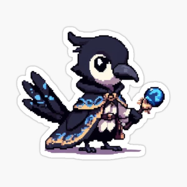 Item preview, Cute RPG Magpie Mage In Pixel Art designed and sold by FoxOfPixels.