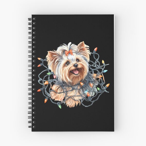 Item preview, Cute Yorkie with ribbon in hair tangled up in Christmas lights. designed and sold by shirtsmugslife.