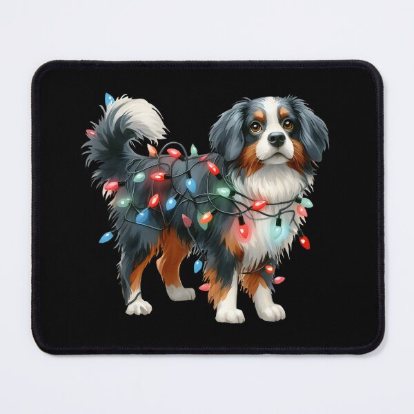 Item preview, Cute Australian Shepherd tangled up in Christmas lights designed and sold by shirtsmugslife.