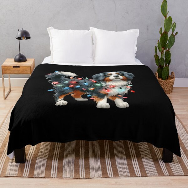 Item preview, Cute Australian Shepherd tangled up in Christmas lights designed and sold by shirtsmugslife.