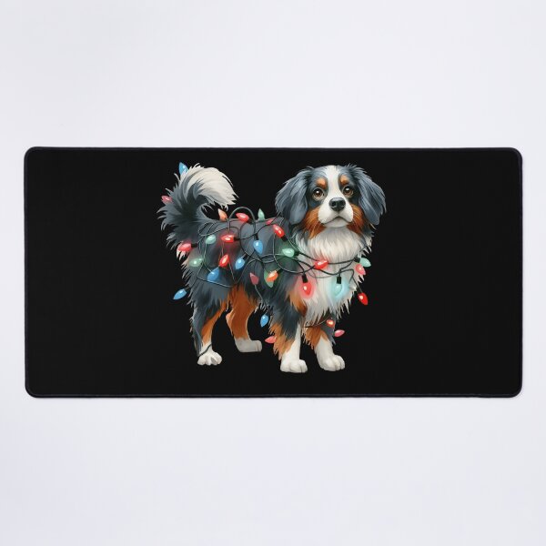 Item preview, Cute Australian Shepherd tangled up in Christmas lights designed and sold by shirtsmugslife.
