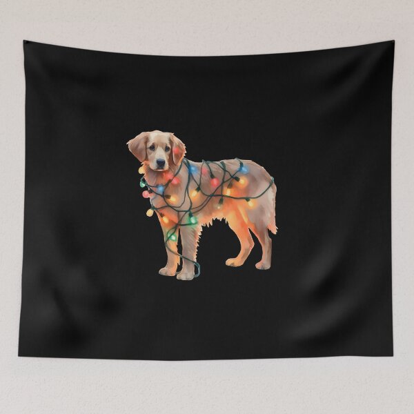 Item preview, Cute Golden Retriever tangled up in Christmas lights designed and sold by shirtsmugslife.