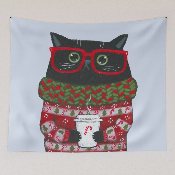 Item preview, Christmas Coffee Cat designed and sold by KilkennyCat Art.