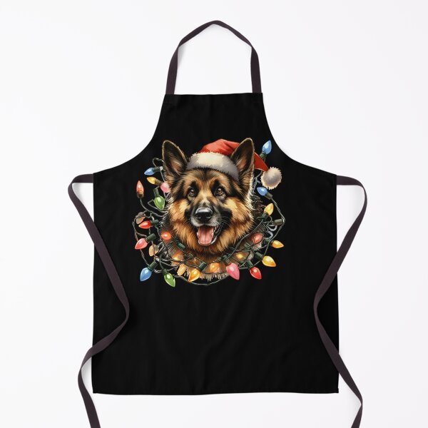 Item preview, Cute German Shepherd with Santa hat tangled up in Christmas lights. designed and sold by shirtsmugslife.