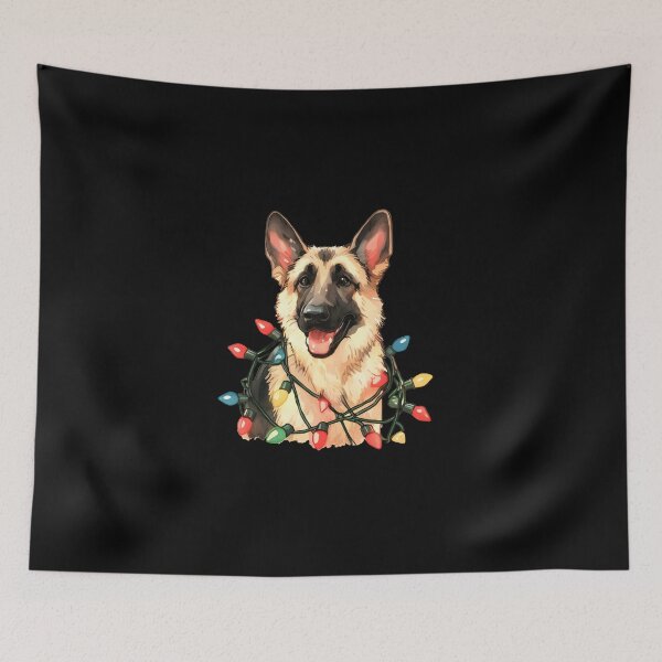 Item preview, Cute German Shepherd tangled up in Christmas lights designed and sold by shirtsmugslife.