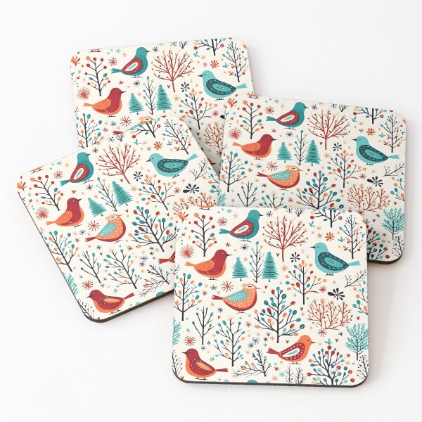 Item preview, Colorful Birds and leaves on OldLace Seamless Pattern designed and sold by MeawExoplanet.
