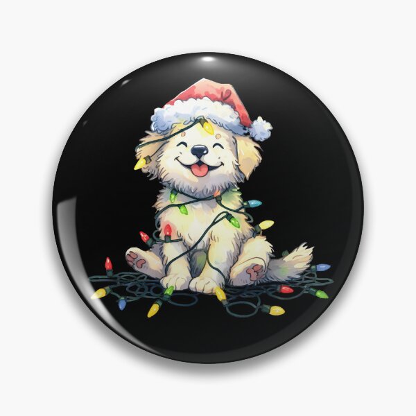 Item preview, Cute cartoon dog with Santa hat tangled up in Christmas lights designed and sold by shirtsmugslife.