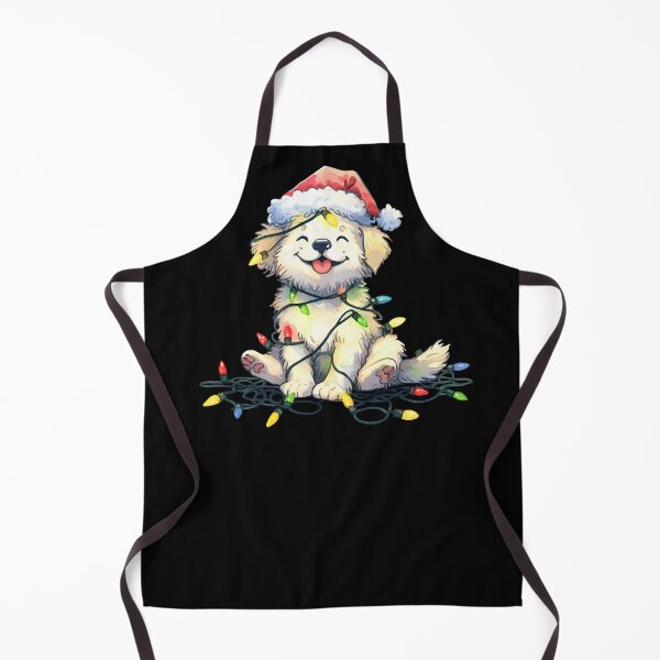 Item preview, Cute cartoon dog with Santa hat tangled up in Christmas lights designed and sold by shirtsmugslife.