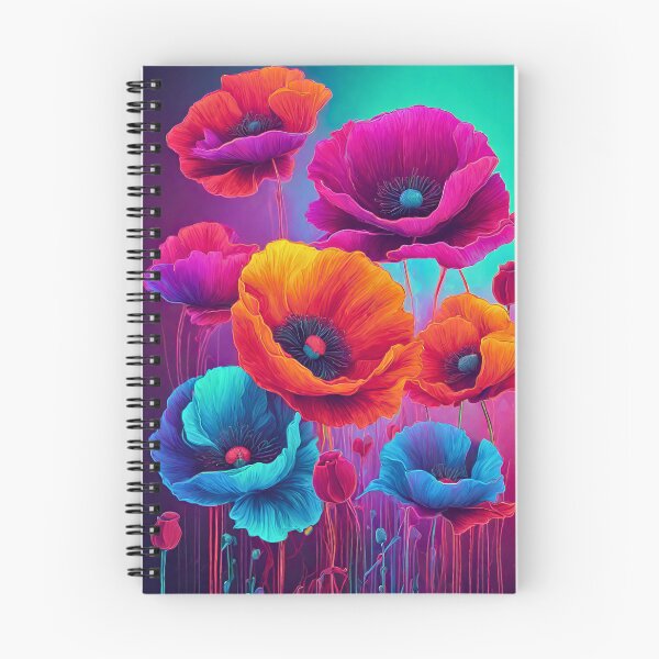 Aperçu de l'œuvre Fleurs de pavot colorées au design néon créée et vendue par Joyce63.