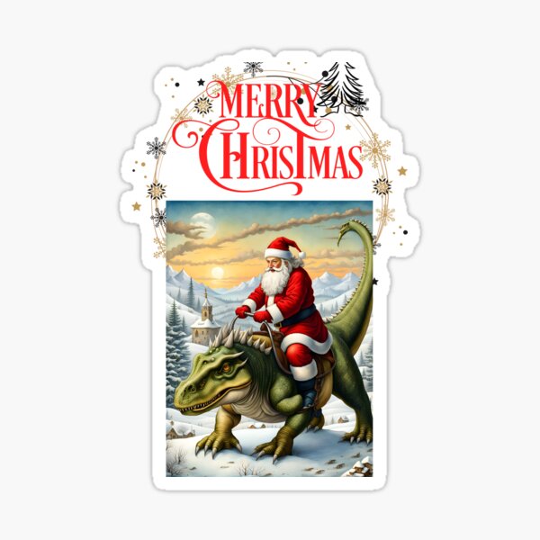 Vista previa del artículo con la obra «Camiseta navideña de Papá Noel montando un dinosaurio», diseñado y vendido por GorinART.