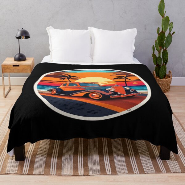 Item preview, Classical Car with Palm Tree on a Beach at Sunset designed and sold by NautiChic.