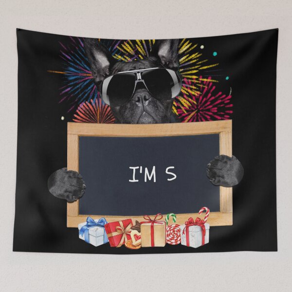 Item preview, A black dog wearing glasses holds a chalkboard with "I'M 5"  designed and sold by attakorn.