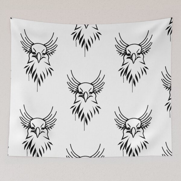 Item preview, logo eagle bird drawing black line white black minimalism T-shirt with eagle pattern, beautiful dress, birds on the bed linen designed and sold by gulka8.