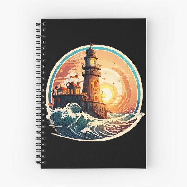 Item preview, Pirate Lighthouse at Sunset with Ocean Waves designed and sold by NautiChic.