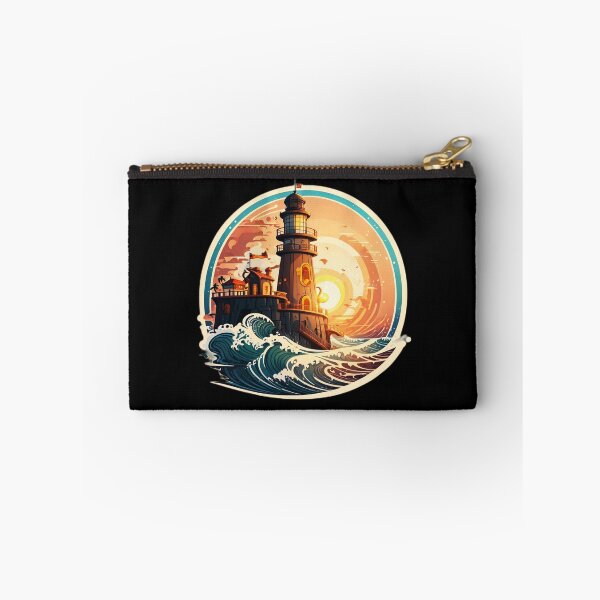 Item preview, Pirate Lighthouse at Sunset with Ocean Waves designed and sold by NautiChic.