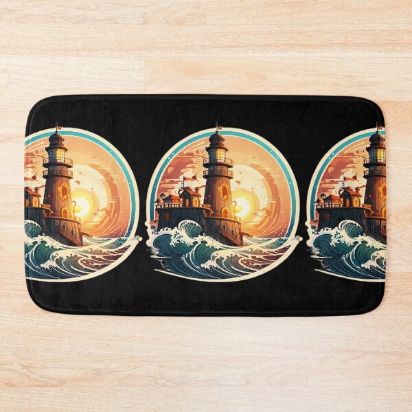 Item preview, Pirate Lighthouse at Sunset with Ocean Waves designed and sold by NautiChic.