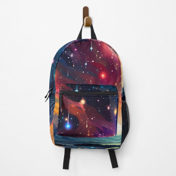 Item preview, Colorful stars on night sky with sunset over mountains and lakes designed and sold by CiniAi.