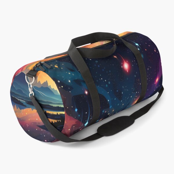 Item preview, Colorful stars on night sky with sunset over mountains and lakes designed and sold by CiniAi.