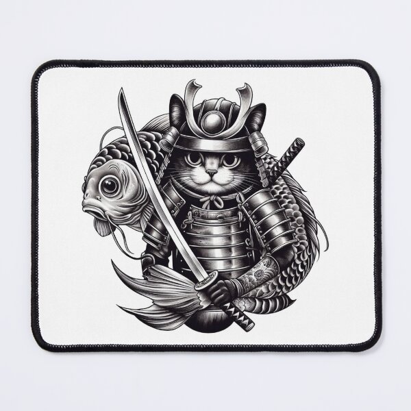 Item preview, A samurai cat with a big carp koi designed and sold by blackcrabbr.