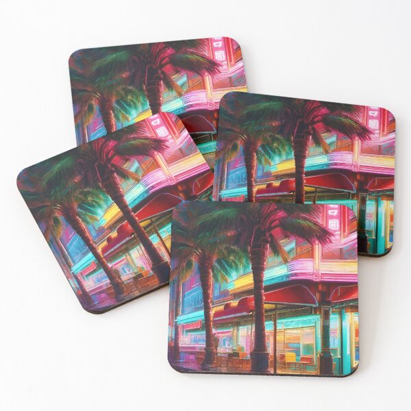 Item preview, Futuristic palm tree city designed and sold by MatrixTattoo.