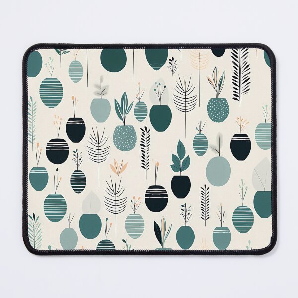Item preview, Cute minimal modern plants in pots pattern in beige and teal designed and sold by CiniAi.