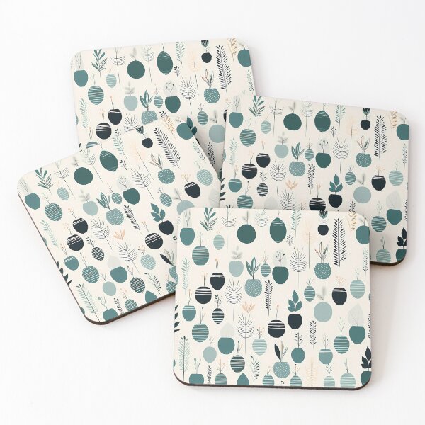 Item preview, Cute minimal modern plants in pots pattern in beige and teal designed and sold by CiniAi.