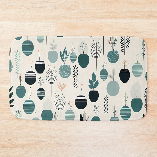 Item preview, Cute minimal modern plants in pots pattern in beige and teal designed and sold by CiniAi.