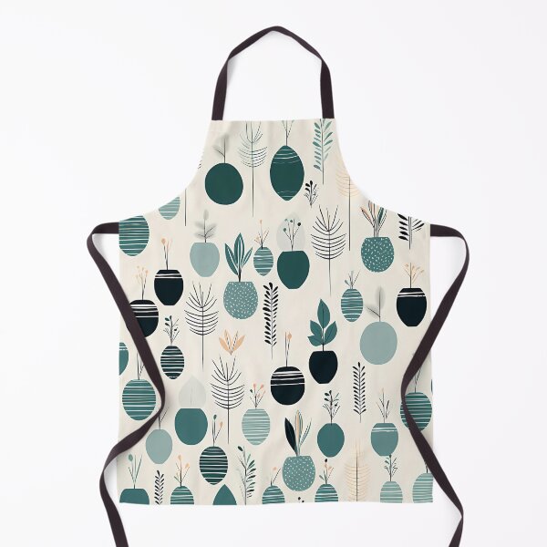 Item preview, Cute minimal modern plants in pots pattern in beige and teal designed and sold by CiniAi.
