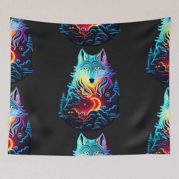 Item preview, Night Wolf in Moonlight Neon designed and sold by Chubuter.