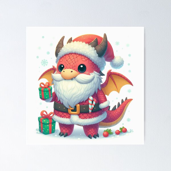 Item preview, Cute Dragon Santa designed and sold by PickledjoArt.