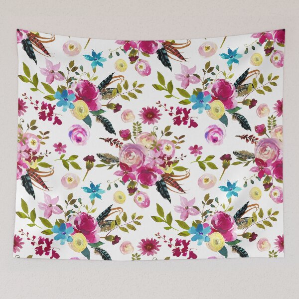 Artikelvorschau, Watercolor Boho Chic Flowers Pattern entworfen und verkauft von stylebytara.