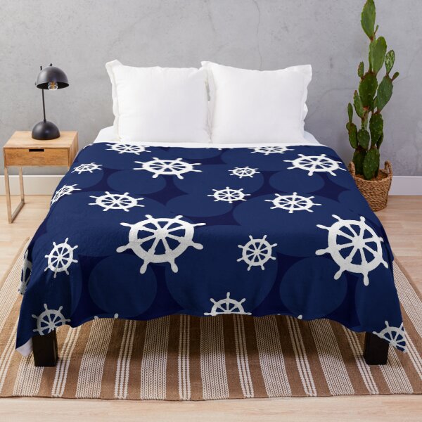 Item preview, Nautical Ships Wheel Blue and White Pattern designed and sold by CreativeBridge.